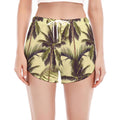 Vintage Palm Tree Pattern Print Women's Split Running Shorts