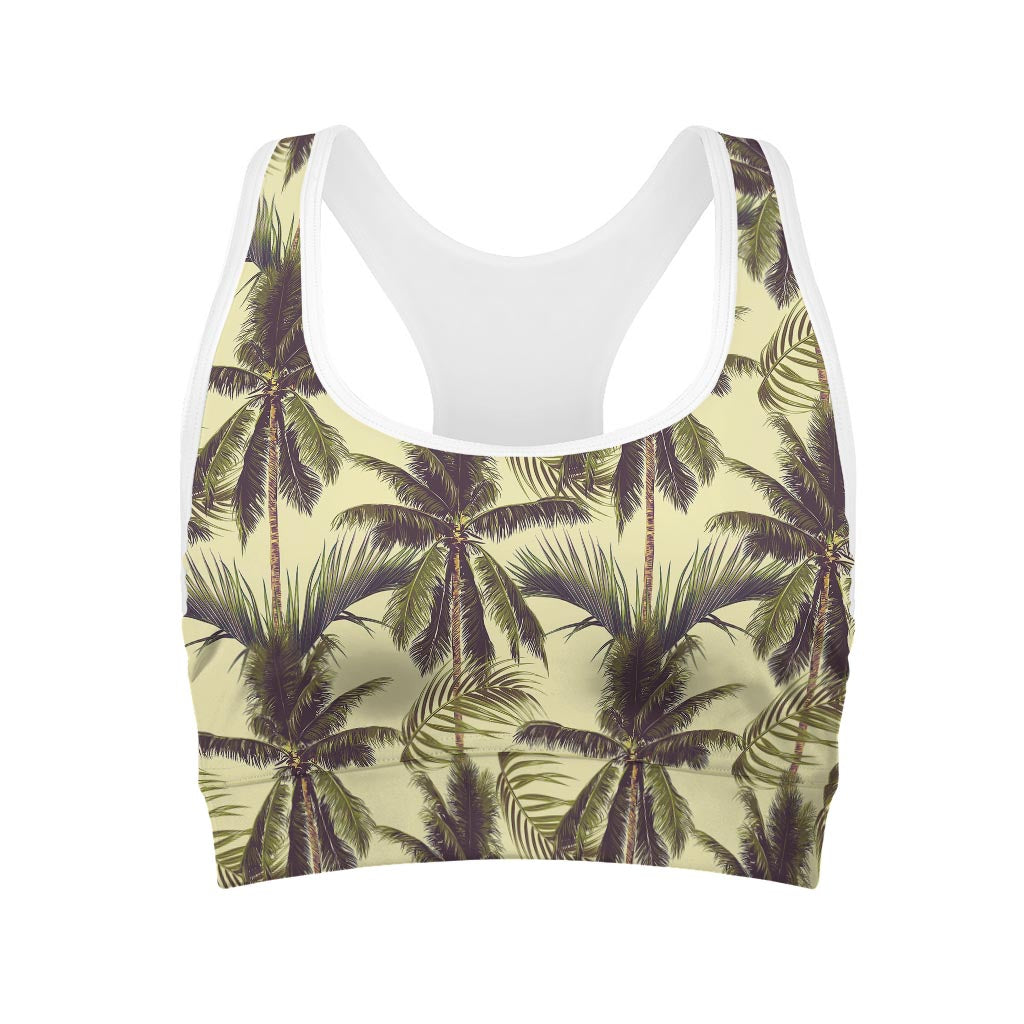 Vintage Palm Tree Pattern Print Women's Sports Bra