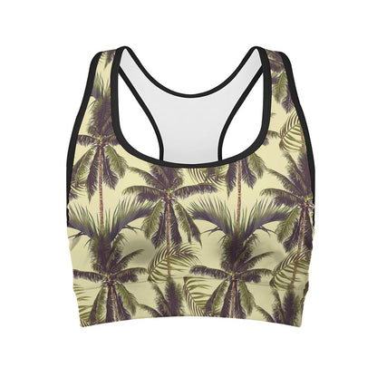 Vintage Palm Tree Pattern Print Women's Sports Bra