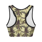 Vintage Palm Tree Pattern Print Women's Sports Bra