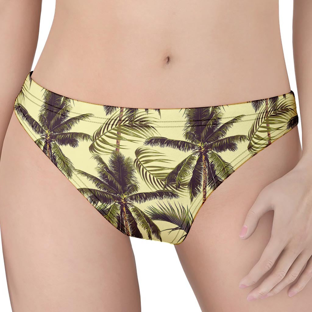 Vintage Palm Tree Pattern Print Women's Thong