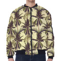 Vintage Palm Tree Pattern Print Zip Sleeve Bomber Jacket