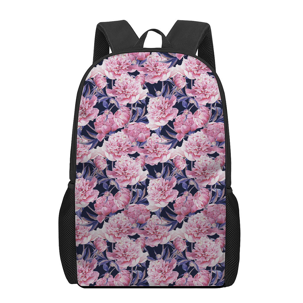 Vintage Pink Peony Floral Print 17 Inch Backpack