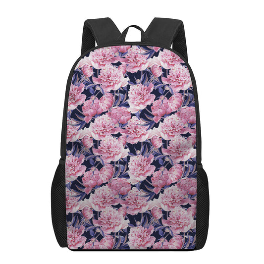 Vintage Pink Peony Floral Print 17 Inch Backpack