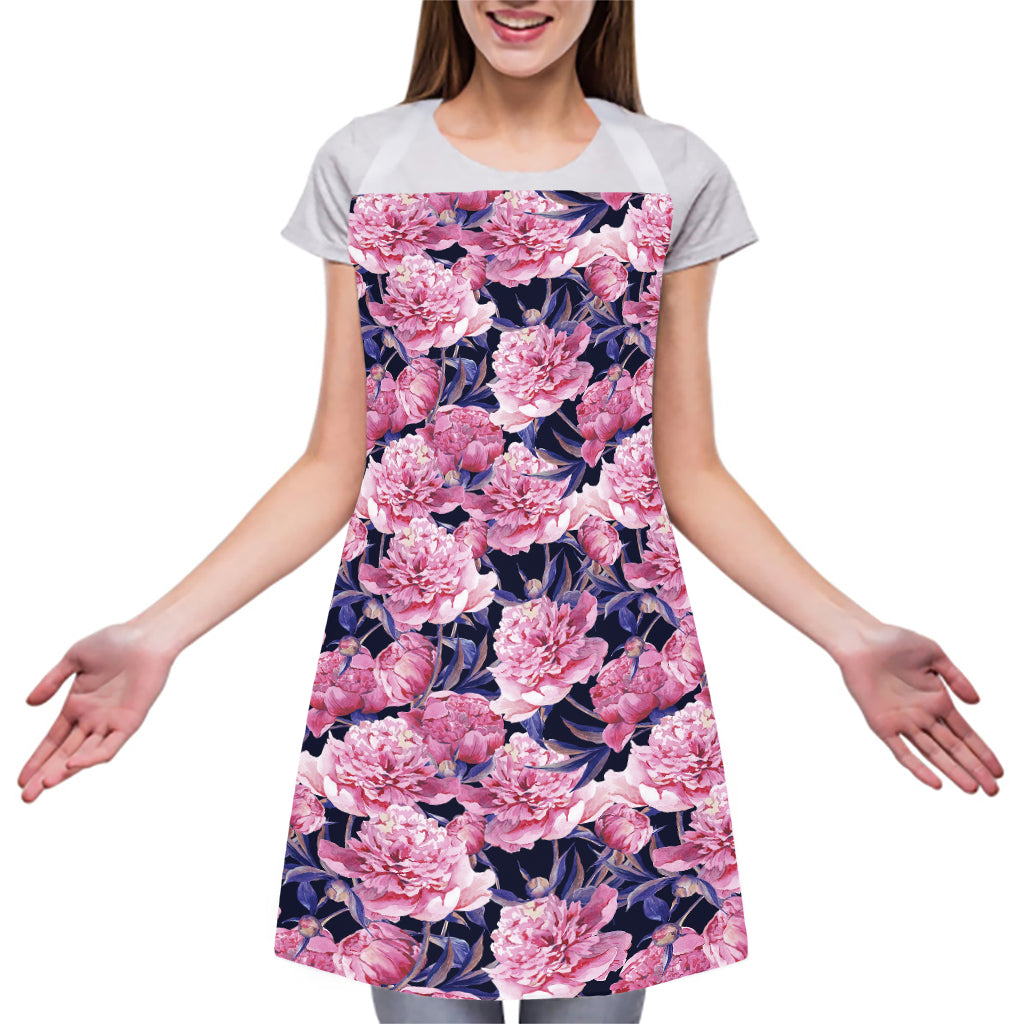 Vintage Pink Peony Floral Print Adjustable Apron