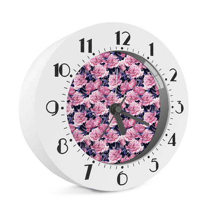 Vintage Pink Peony Floral Print Alarm Clock