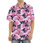 Vintage Pink Peony Floral Print Aloha Shirt