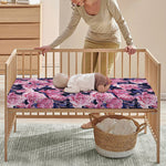 Vintage Pink Peony Floral Print Baby Crib Sheet