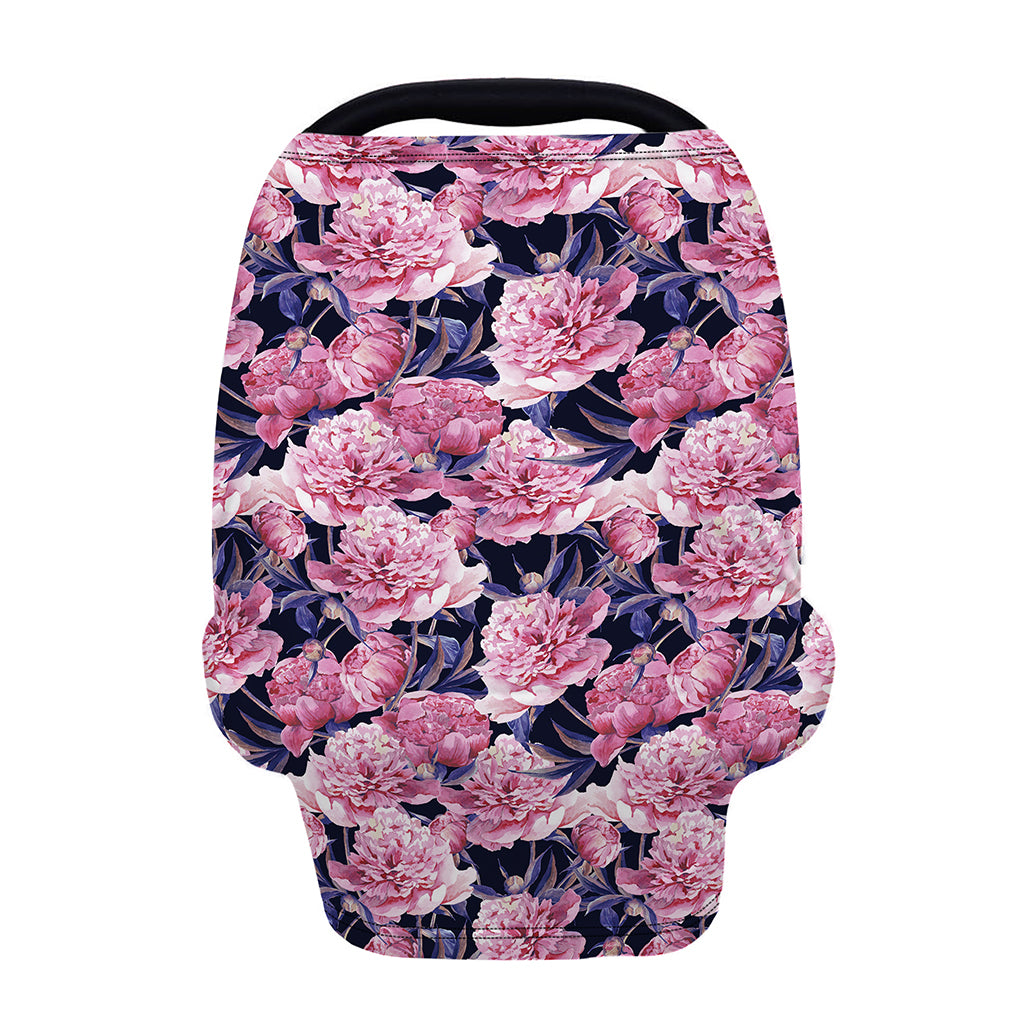 Vintage Pink Peony Floral Print Baby Seat Cover