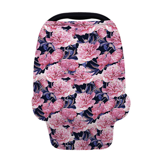 Vintage Pink Peony Floral Print Baby Seat Cover