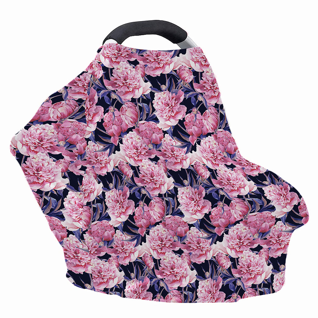 Vintage Pink Peony Floral Print Baby Seat Cover