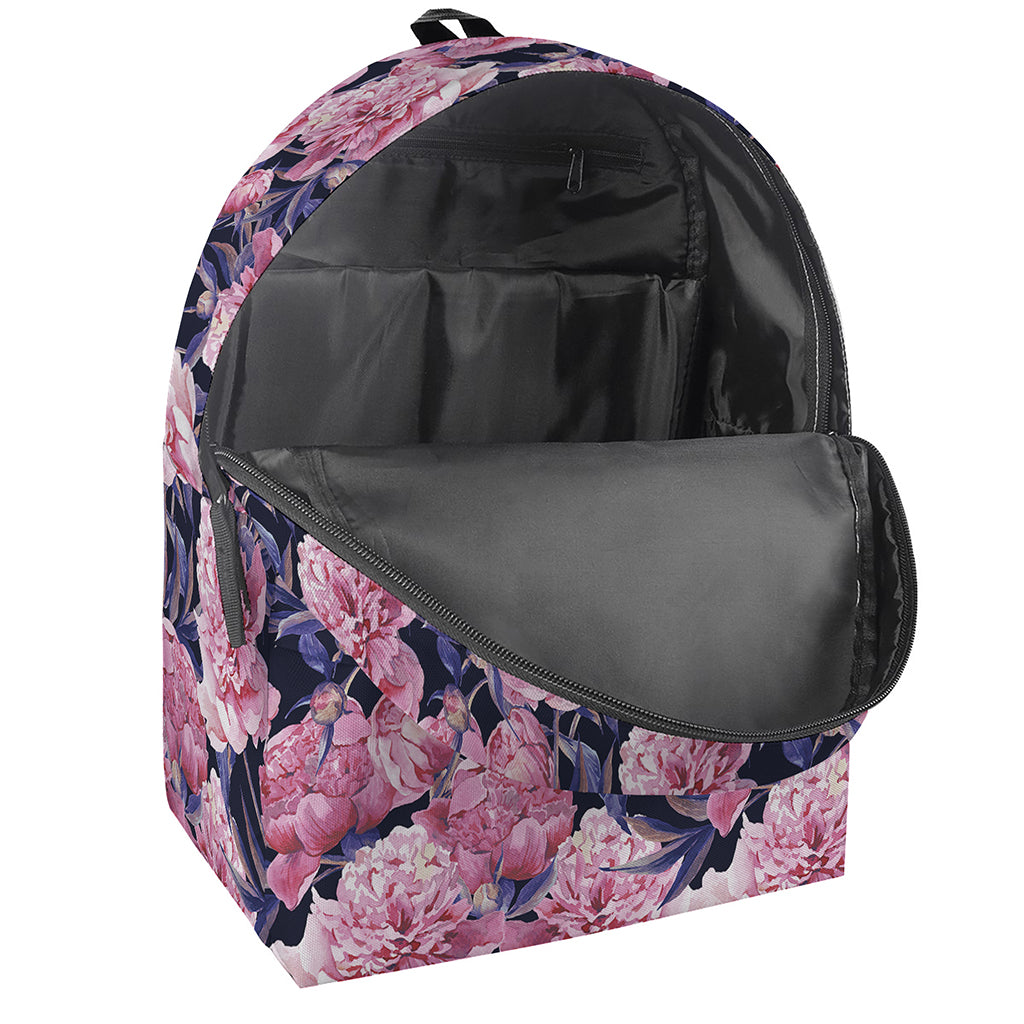 Vintage Pink Peony Floral Print Backpack