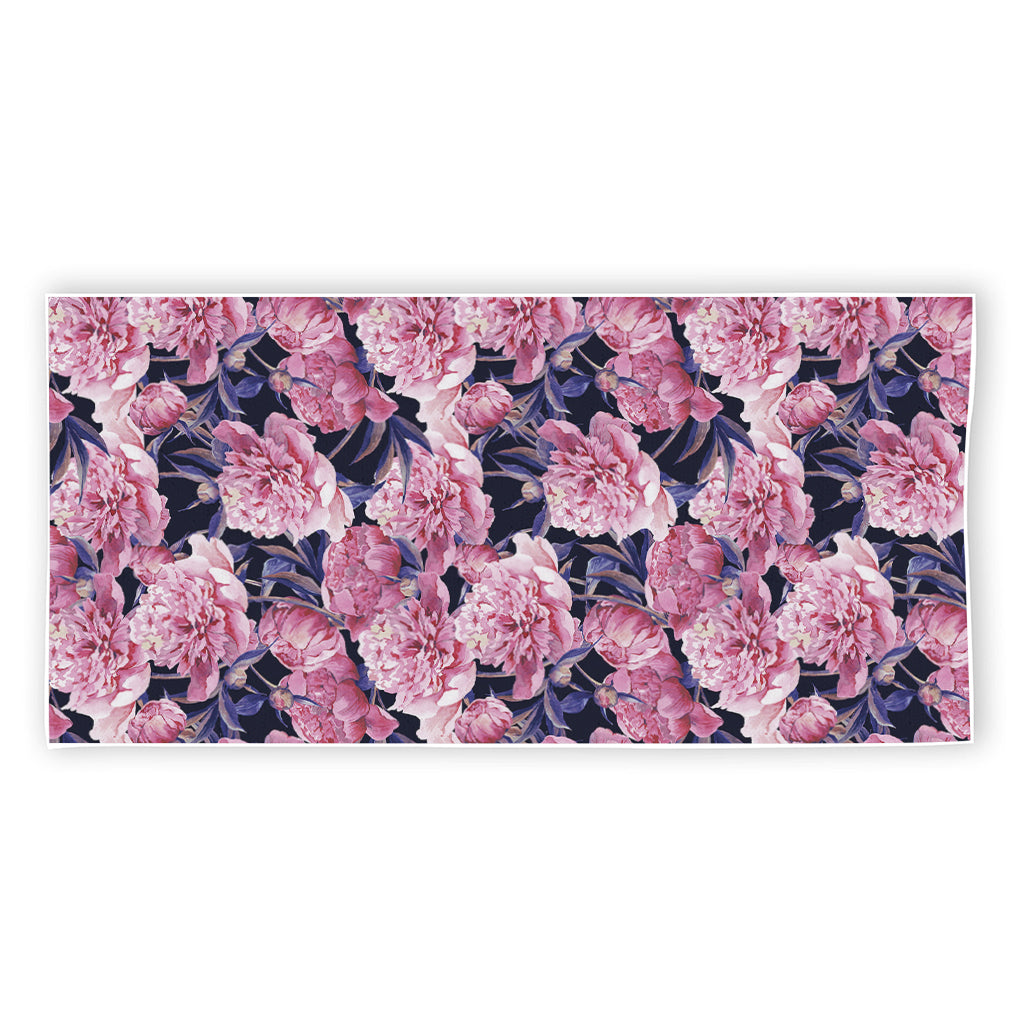 Vintage Pink Peony Floral Print Beach Towel