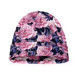 Vintage Pink Peony Floral Print Beanie
