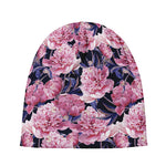 Vintage Pink Peony Floral Print Beanie