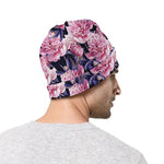 Vintage Pink Peony Floral Print Beanie