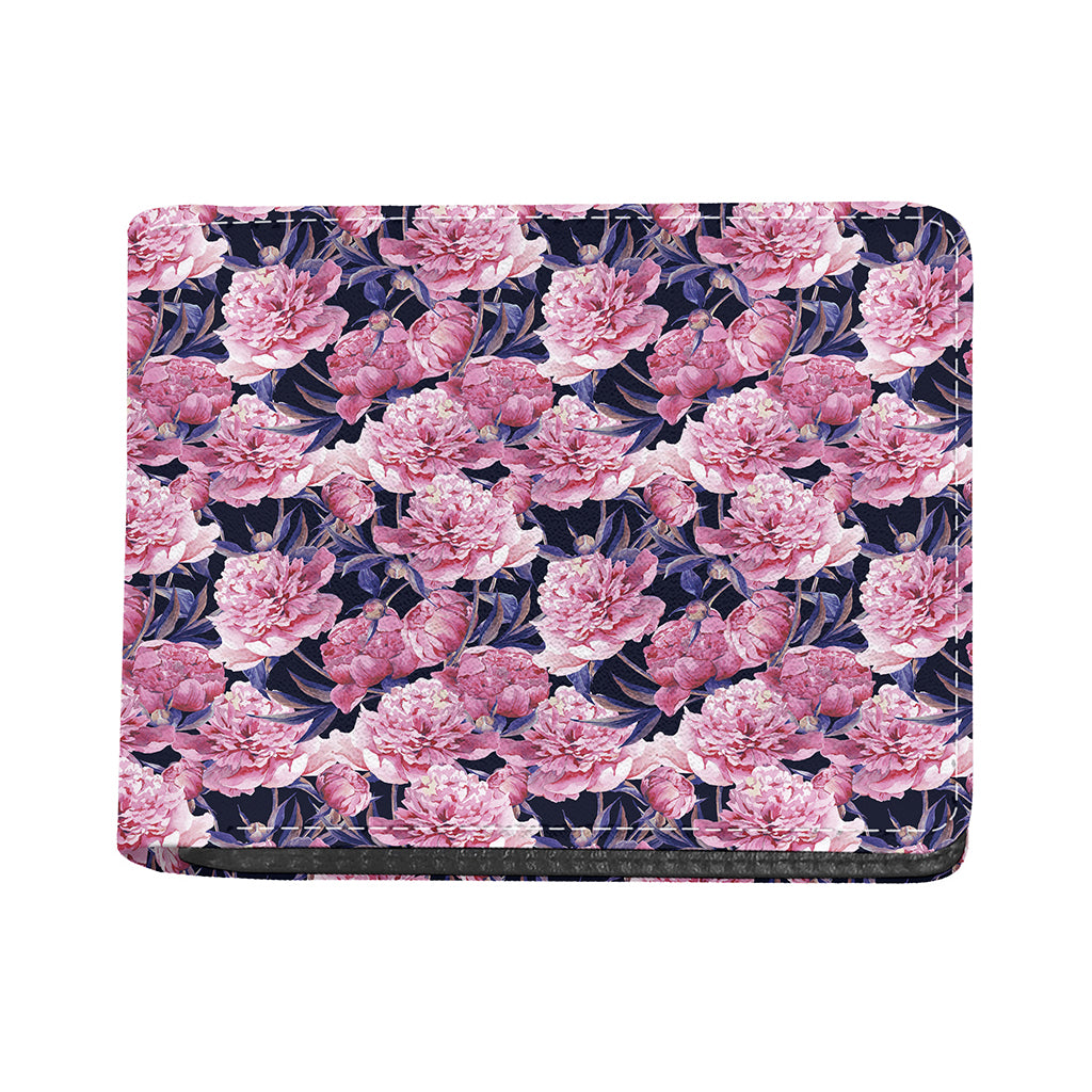 Vintage Pink Peony Floral Print Bifold Wallet