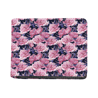 Vintage Pink Peony Floral Print Bifold Wallet