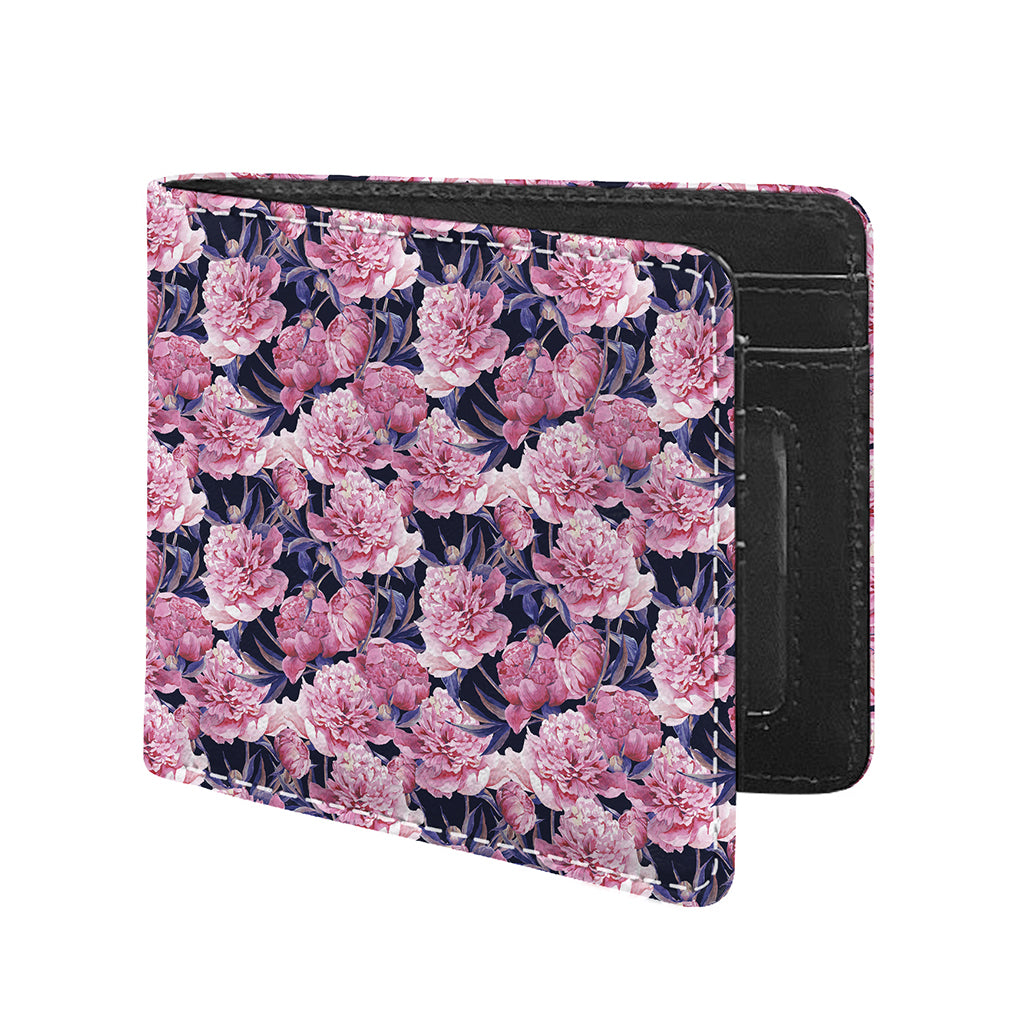 Vintage Pink Peony Floral Print Bifold Wallet