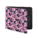 Vintage Pink Peony Floral Print Bifold Wallet