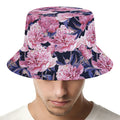 Vintage Pink Peony Floral Print Bucket Hat