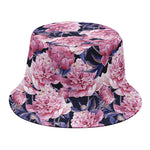 Vintage Pink Peony Floral Print Bucket Hat
