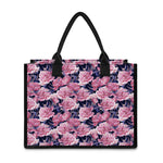 Vintage Pink Peony Floral Print Canvas Tote Bag