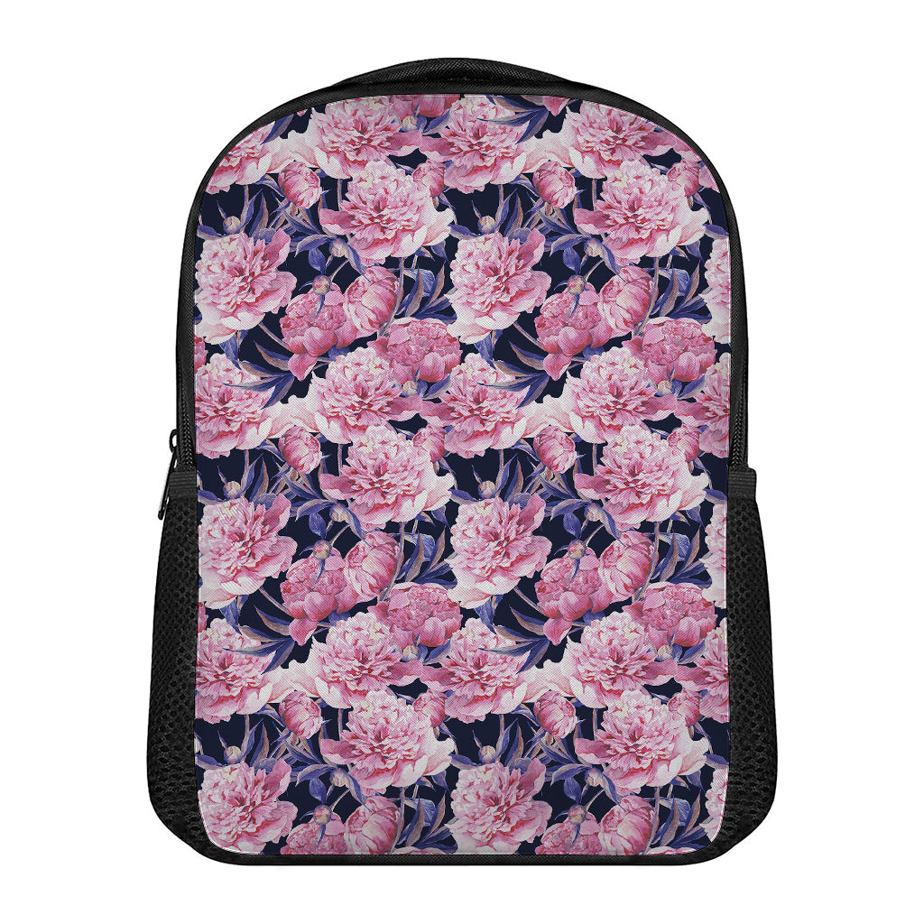 Vintage Pink Peony Floral Print Casual Backpack
