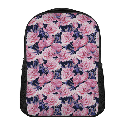 Vintage Pink Peony Floral Print Casual Backpack