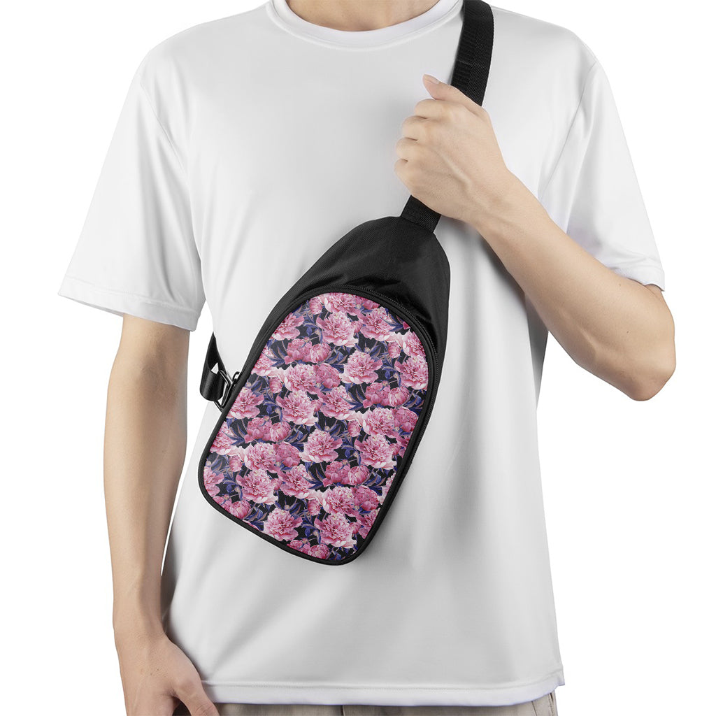 Vintage Pink Peony Floral Print Chest Bag