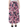 Vintage Pink Peony Floral Print Chiffon Maxi Skirt