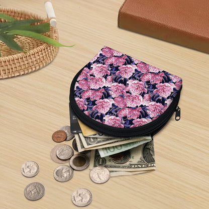 Vintage Pink Peony Floral Print Coin Purse