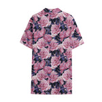Vintage Pink Peony Floral Print Cotton Hawaiian Shirt