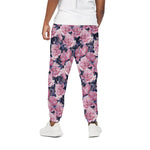 Vintage Pink Peony Floral Print Cotton Pants