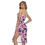 Vintage Pink Peony Floral Print Cross Back Cami Dress