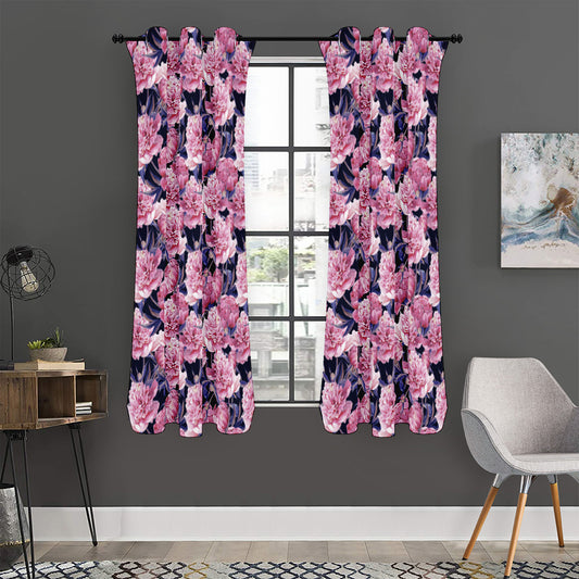 Vintage Pink Peony Floral Print Curtain