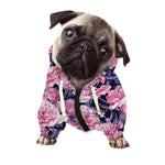 Vintage Pink Peony Floral Print Dog Zip Up Hoodie
