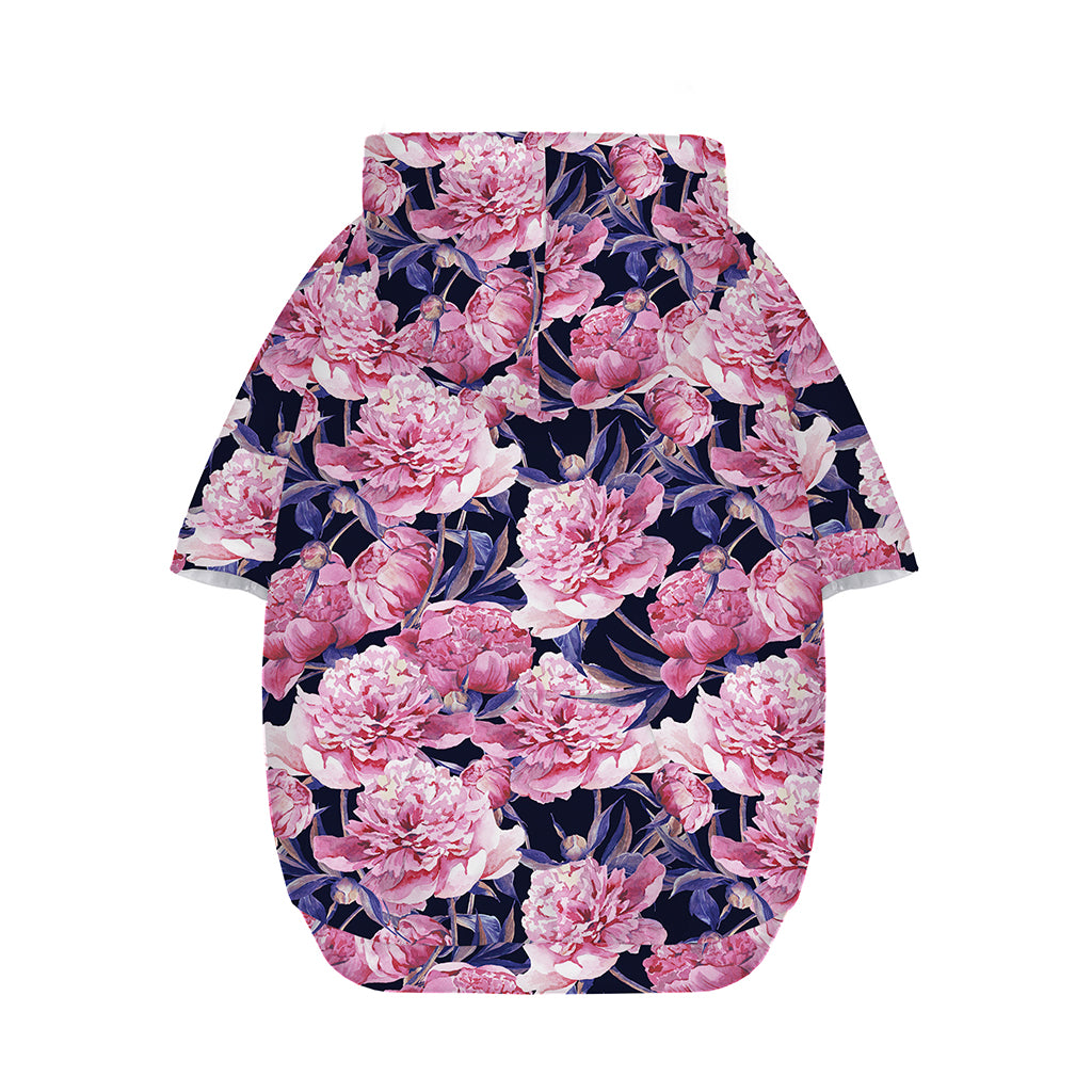 Vintage Pink Peony Floral Print Dog Zip Up Hoodie