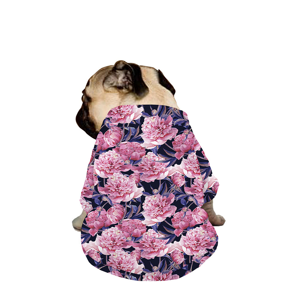 Vintage Pink Peony Floral Print Dog Zip Up Jacket