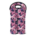 Vintage Pink Peony Floral Print Double Neoprene Wine Tote