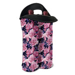 Vintage Pink Peony Floral Print Double Neoprene Wine Tote