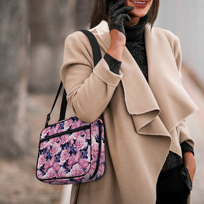 Vintage Pink Peony Floral Print Double Strap Bible Bag