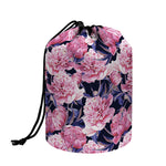 Vintage Pink Peony Floral Print Drawstring Makeup Bag