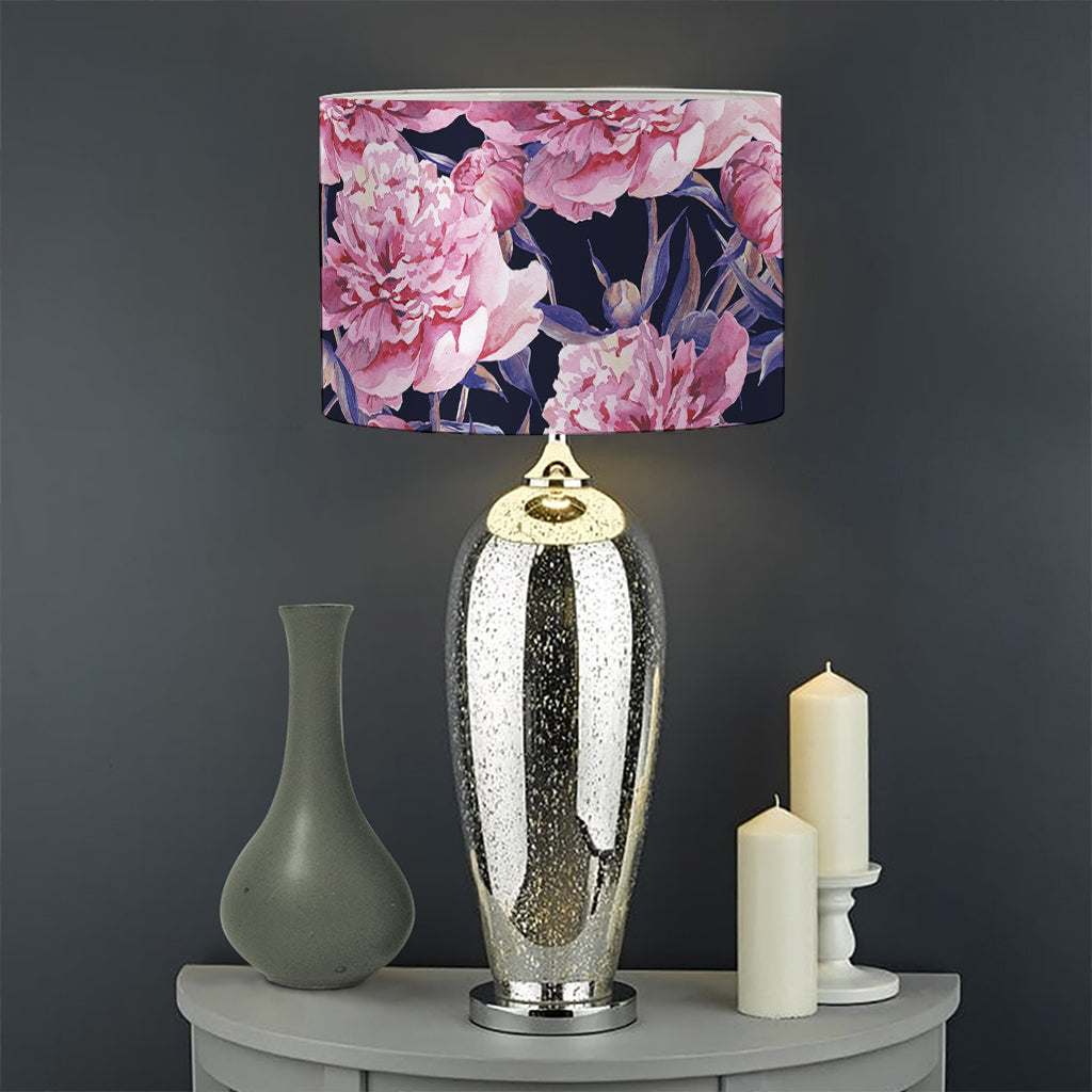 Vintage Pink Peony Floral Print Drum Lamp Shade
