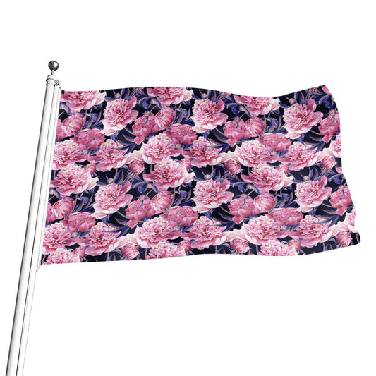 Vintage Pink Peony Floral Print Flag