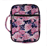 Vintage Pink Peony Floral Print Front Pocket Bible Bag