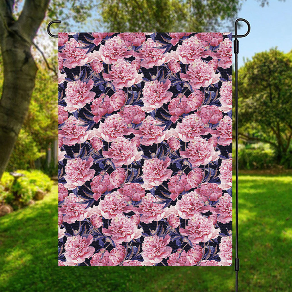 Vintage Pink Peony Floral Print Garden Flag