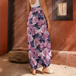 Vintage Pink Peony Floral Print Harem Pants