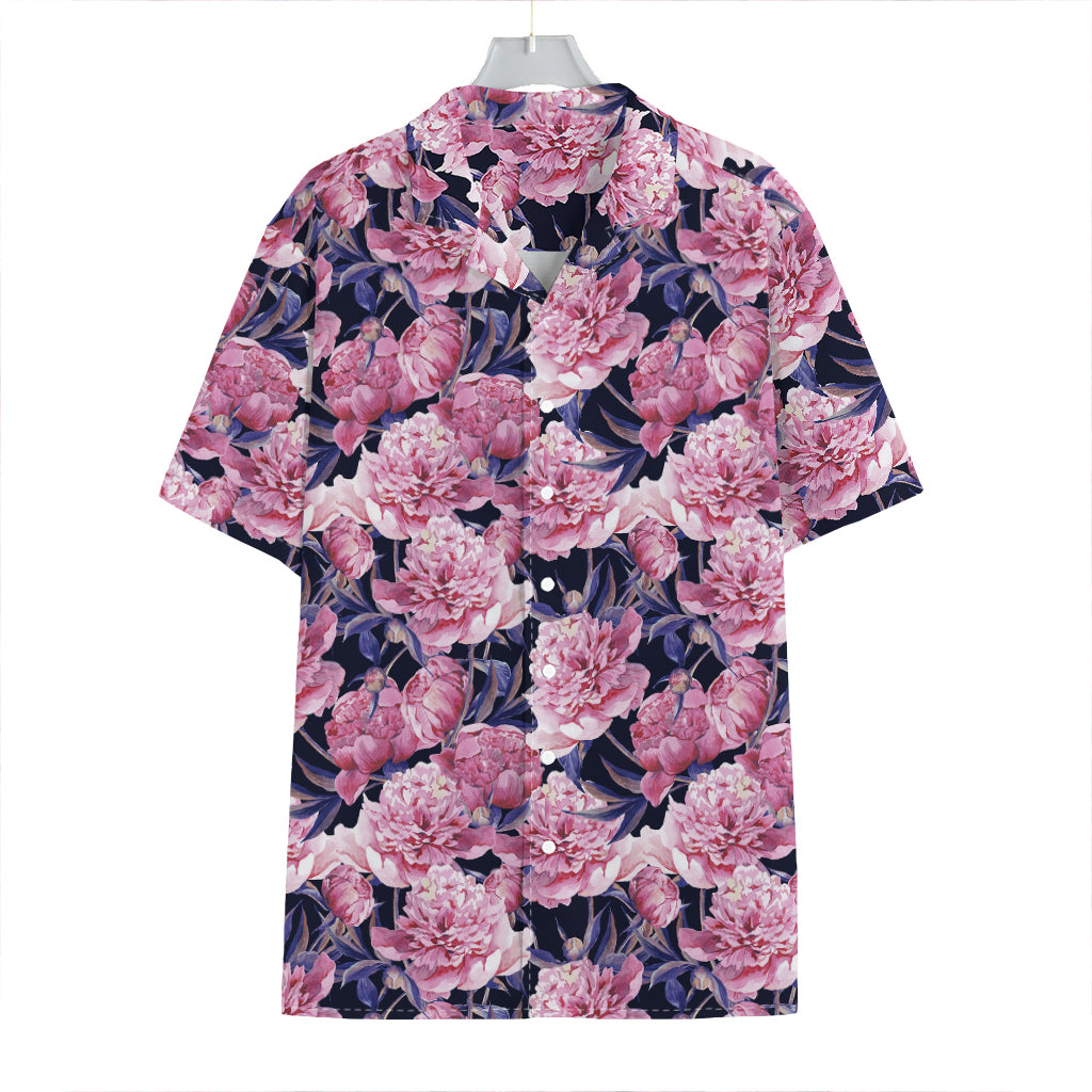 Vintage Pink Peony Floral Print Hawaiian Shirt