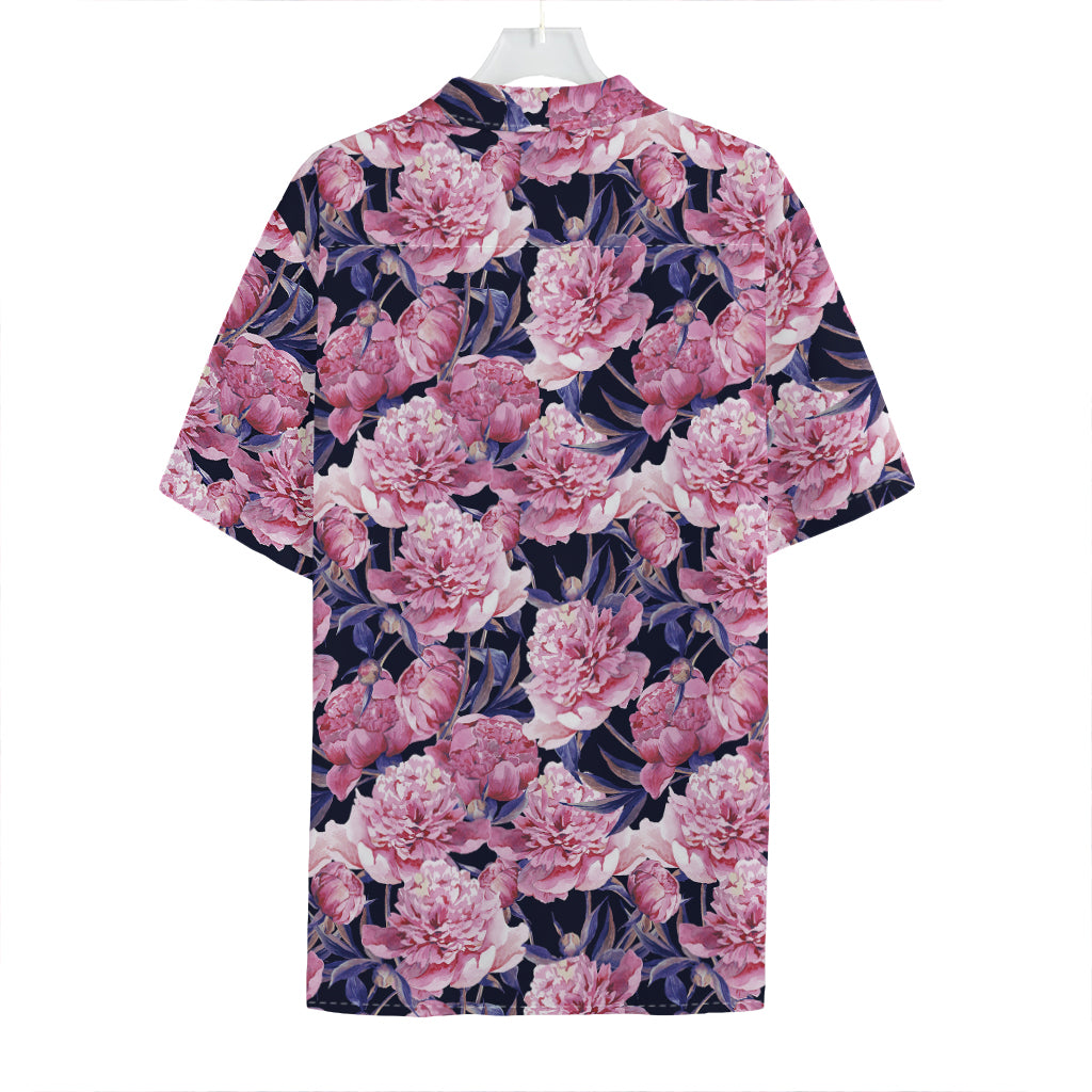 Vintage Pink Peony Floral Print Hawaiian Shirt